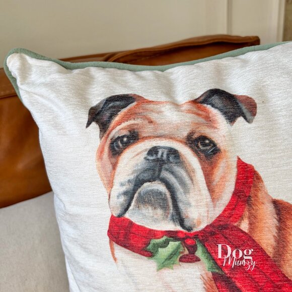 2 Martha Stewart Bulldog Christmas Retry Throw Pillows - Picture 2 of 5